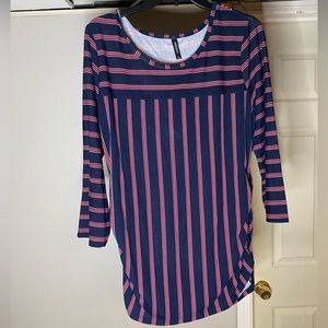Massini navy blue and pink striped blouse